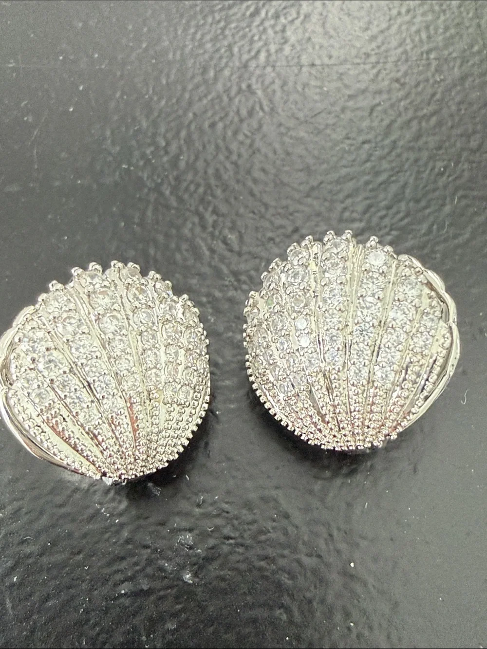 NEW Anthropology, Bubblebar Crystal Shell Huggie Earrings